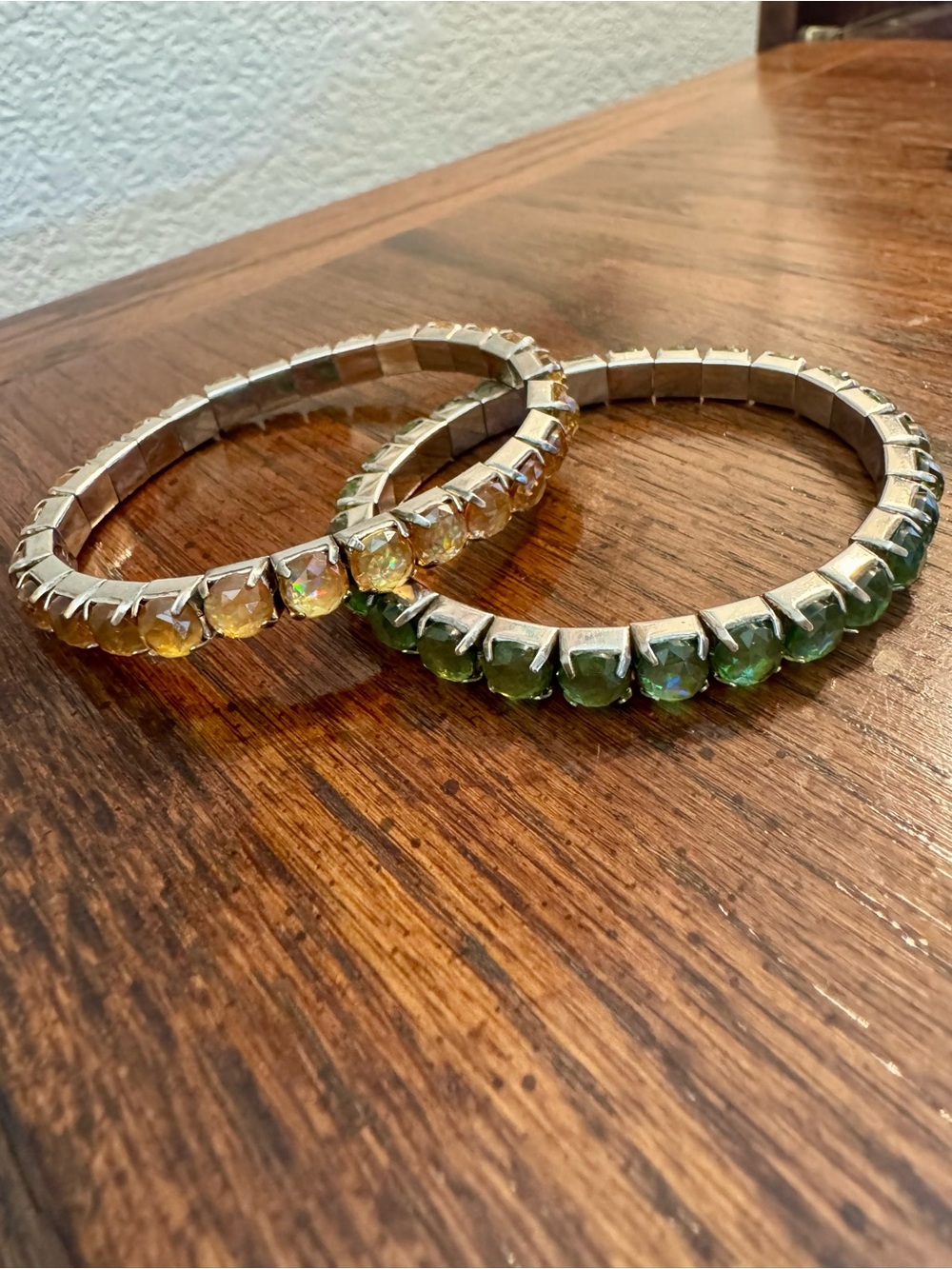 Elegant Yellow and Green Gem Stone Stretch Bracelets - Women Jewelry
